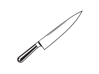knife icon on white background. Kitchen knife silhouette. Kitchen knife icon vector. 