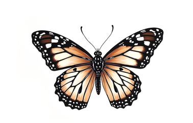 Bright and beautiful butterfly on isolated background.generative ai