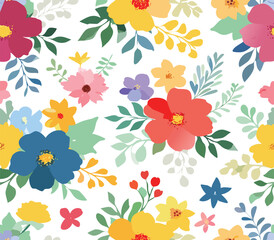 Colorful watercolor flowers on a white background,on a white background, watercolor flower seamless pattern. Watercolor print in rustic vintage style, textile or wallpapers.flower, colourful, purple, 