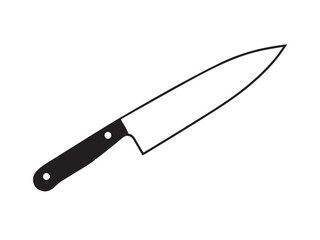 knife icon on white background. Kitchen knife silhouette. Kitchen knife icon vector. 
