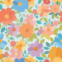Beautiful seamless floral pattern with watercolor summer flowers. Stock illustration.leaf, artwork, clip, ornament, print, textile, watercolor, botanical, fabric, wallpaper, art, modern, botany, 
