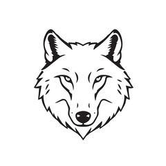 Wolf Face Icon. Wolf silhouette on white background. Minimal Wolf Head Symbol. Wolf Logo. Vector illustration.	