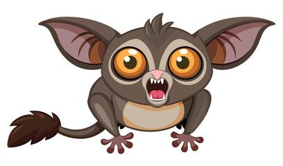 Tarsier Hanging Upside Down with Wide Glaring Eyes