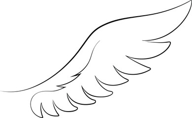 Continuous one line drawing of an angel wing in minimal and elegant style on a clean white background

