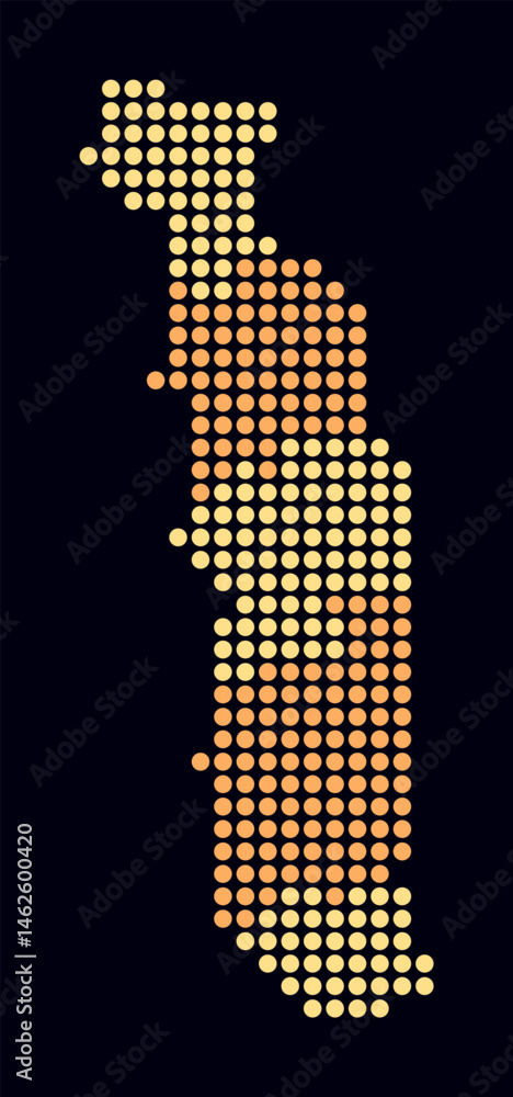 Poster togo dotted map. digital style map of the country on dark background. togo shape with circle dots. c