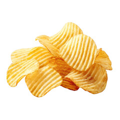 Pile of rippled potato chips on transparent background