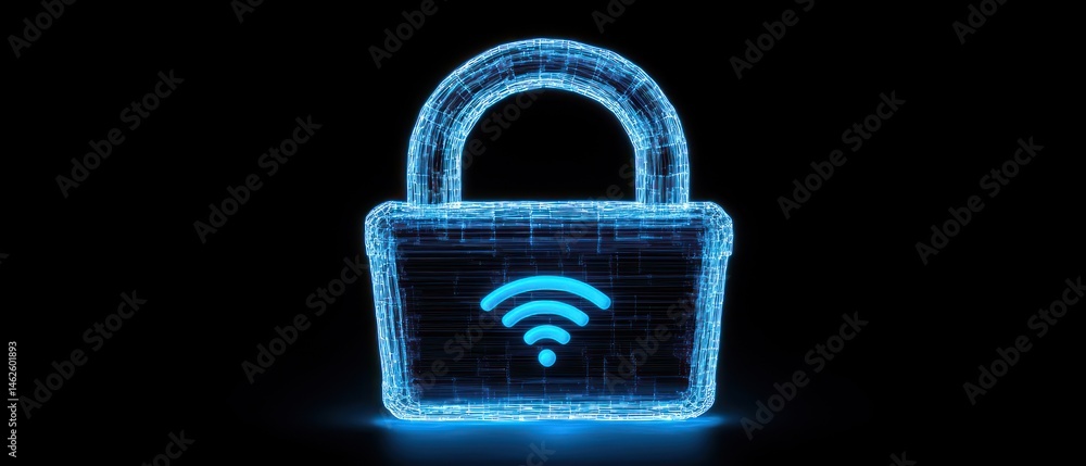 Poster cybersecurity: secure wifi network protection concept