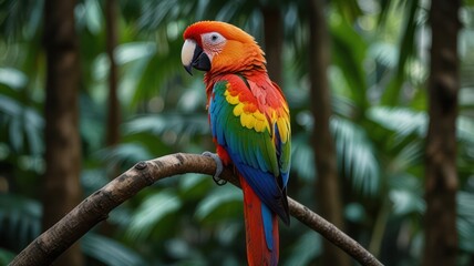 Obraz premium Colorful Parrot in Tropical Jungle