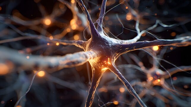 Neuron network sending signals. Brain cell activity, nerve impulses, connection