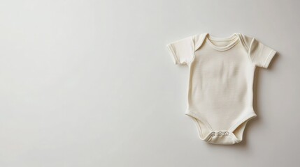 Flat lay of cotton blend bodysuit with visible snap fasteners on white background