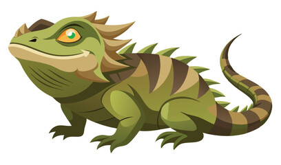 Tuatara Lizard Showing Crest and Gaping Jaw