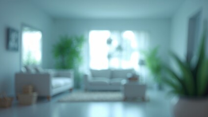 Fototapeta premium Blurry Modern Bedroom with Bokeh Background