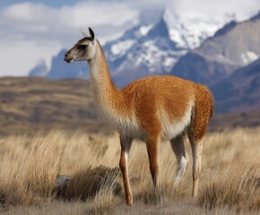 Guanaco in Torres del Paine in the wild