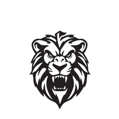 Fototapeta premium Roaring lion head silhouette isolated on white background. Lion logo design. Vector illustration. 