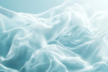 Obraz premium Delicate, light-blue fabric drapes in soft folds.