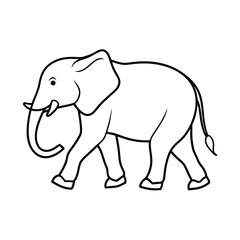 a elephant walking  liner art vector art silhouette 