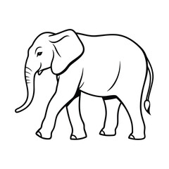 a elephant walking  liner art vector art silhouette 