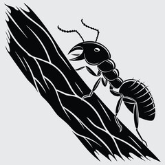 A termite chewing wood image silhouette design vector art and illustration