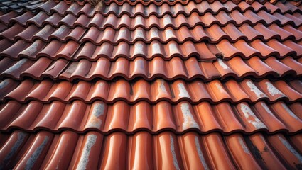 Colorful ceramic roofing with stripes and traditional terracotta in Rome