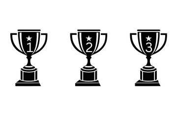 Set of trophy cup icons with numbers 