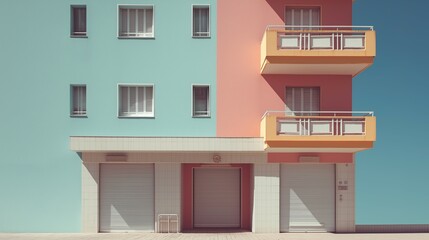 Pastel facade with clean lines, a blend of simplicity and charm in modern architecture