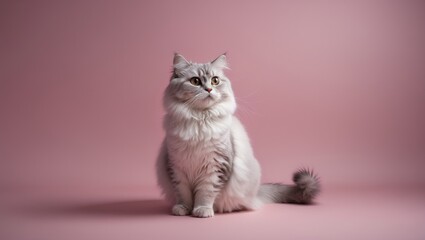 Isolated white cat appearing surprised and looking away on a plain background