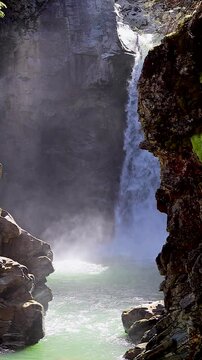 Mamquam Falls slow motion vertical video - Squamish, BC Canada