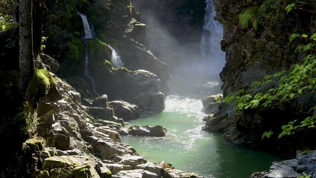 Mamquam Falls near Squamish, BC Canada that is similar to Virgin River footage