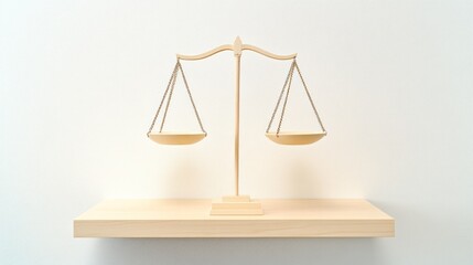 Wooden balance scale on shelf