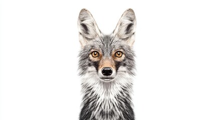 Obraz premium A detailed illustration of a majestic fox head, showcasing its captivating eyes and intricate fur patterns.