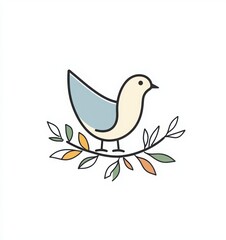 Obraz premium dove and olive branch minimal line art logo vector on white background. international day of living together in peace