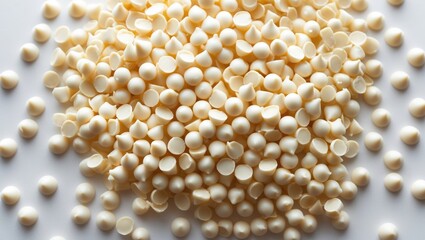 Chocolate Chips and Sprinkles on White Background: Confectionery, Cookie Decoration, Small Morsels and Crumbles