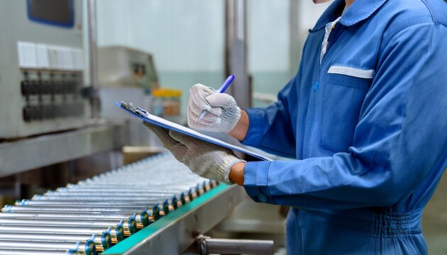 A worker checking and recording the product's condition