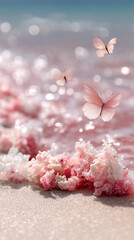Obraz premium pink butterfly over a sea