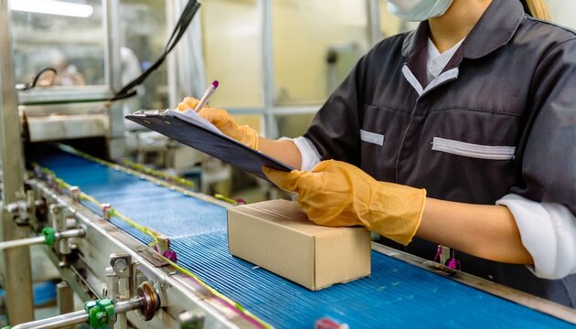 A worker checking and recording the product's condition