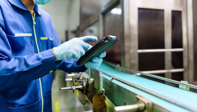 A worker checking and recording the product's condition