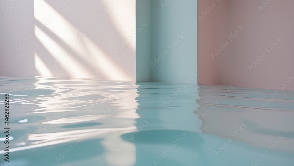 Poster summer setting with a blank backdrop and podium for presentation