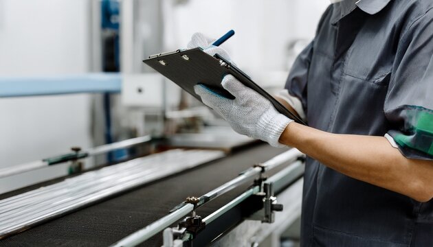 A worker checking and recording the product's condition