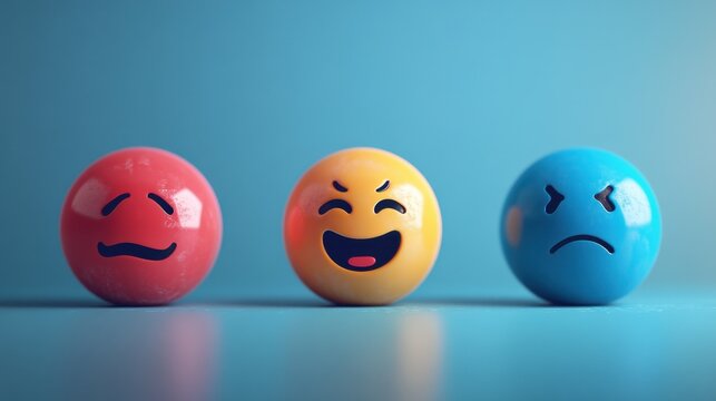 3d illustration. Emoji icons with facial expressions. Social media concept. illustration , no logos, no brands