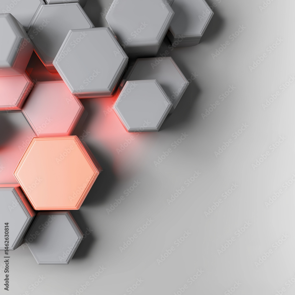 Poster modern geometric design featuring hexagonal shapes on a minimalistic background
