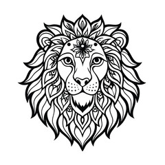 Obraz premium lion head vector illustration silhouette