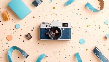 Capturing moments vintage camera creative space photography setup studio flat lay artistry