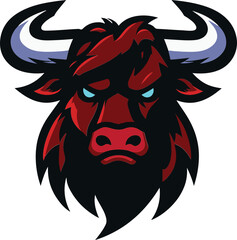 Aggressive Bull Head Mascot Icon – Red Ox Emblems for Esports and Branding