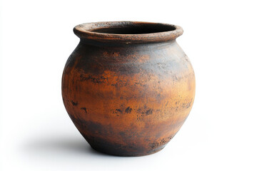 Large brown vase with handle on wooden table, filled with vibrant sunflowers, highlighted by sunlight streaming through window.