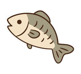 Fish vector cartoon Hand drawn flat design icon. For children’s content, greeting cards, stickers, tshirts, mug, poster. Vector illustration