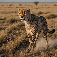 Naklejka premium Cheetah Running Across the Plains