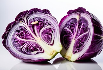 Obraz premium Close-up of purple cabbage cut in half
