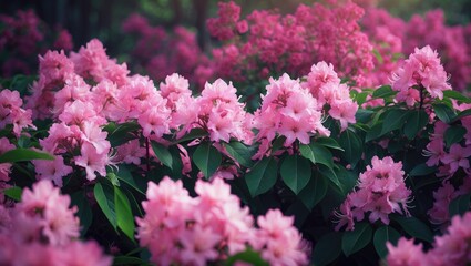 Vibrant pink azalea flowering shrub