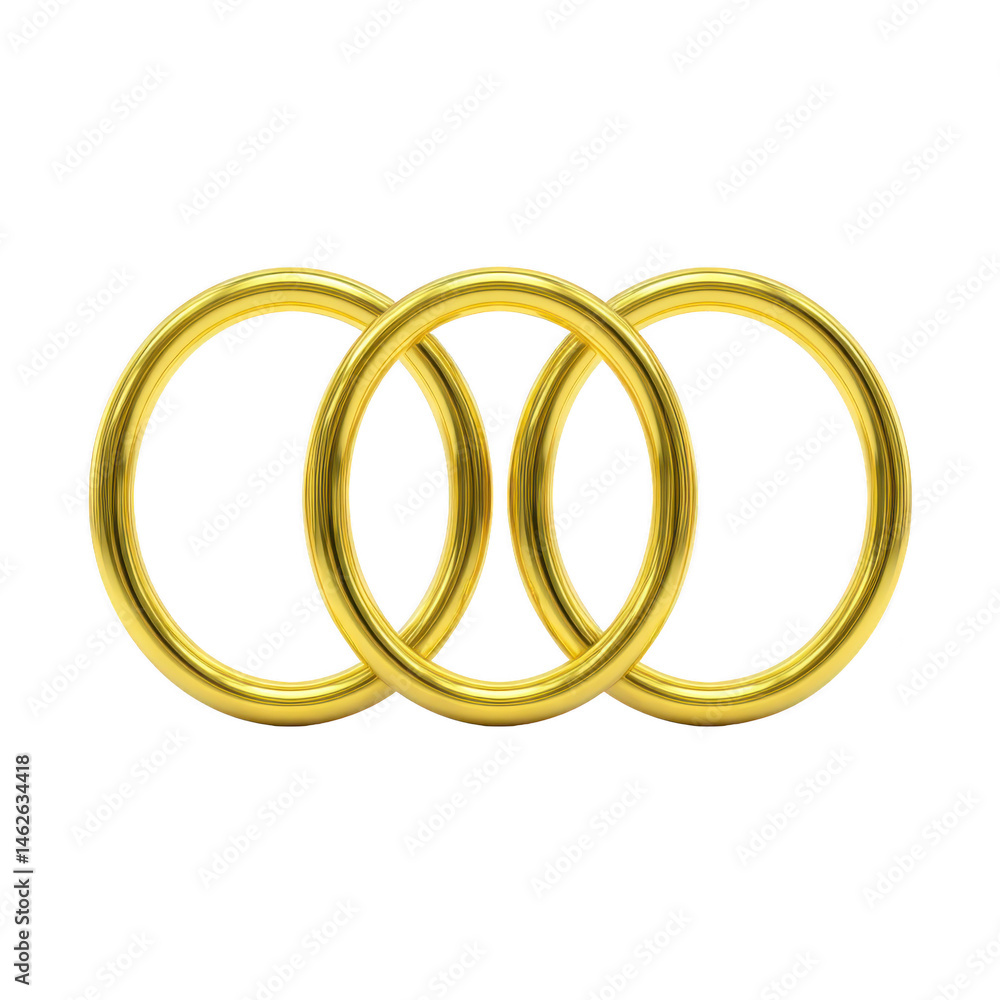 Aufkleber three interlocking gold rings on transparency background symbolize unity and connection, often used 