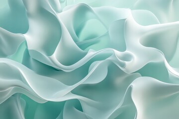 Obraz premium Close-up view of flowing light mint-green fabric folds.